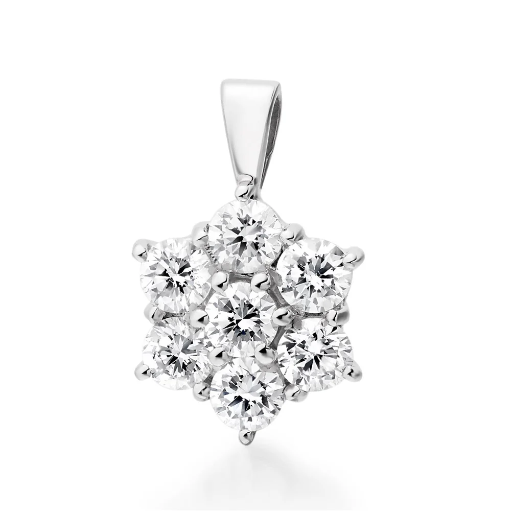 18ct White Gold Daisy Cluster Diamond Pendant