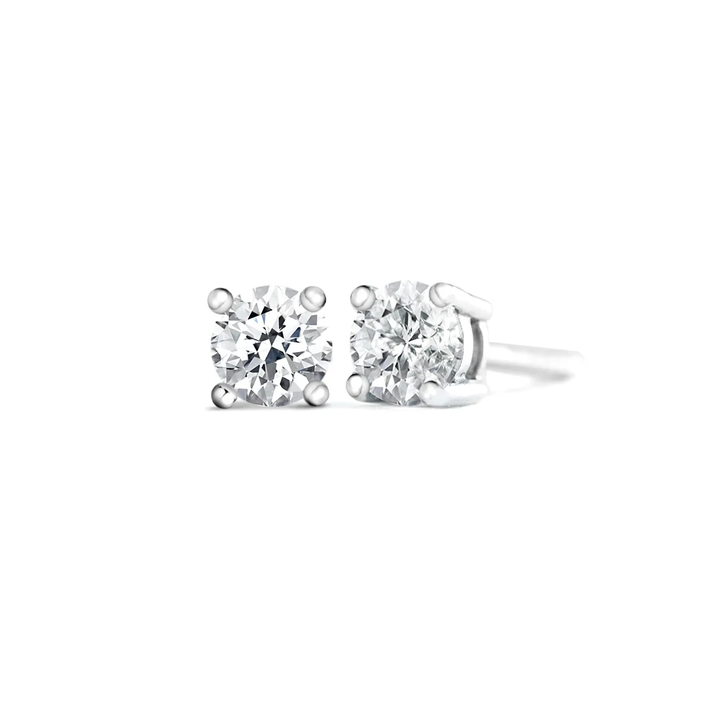 18ct White Gold Diamond Earrings 4 claw 0.80ct tw