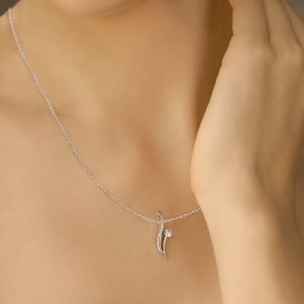 Floral Pendant Clear Stone - Image 2