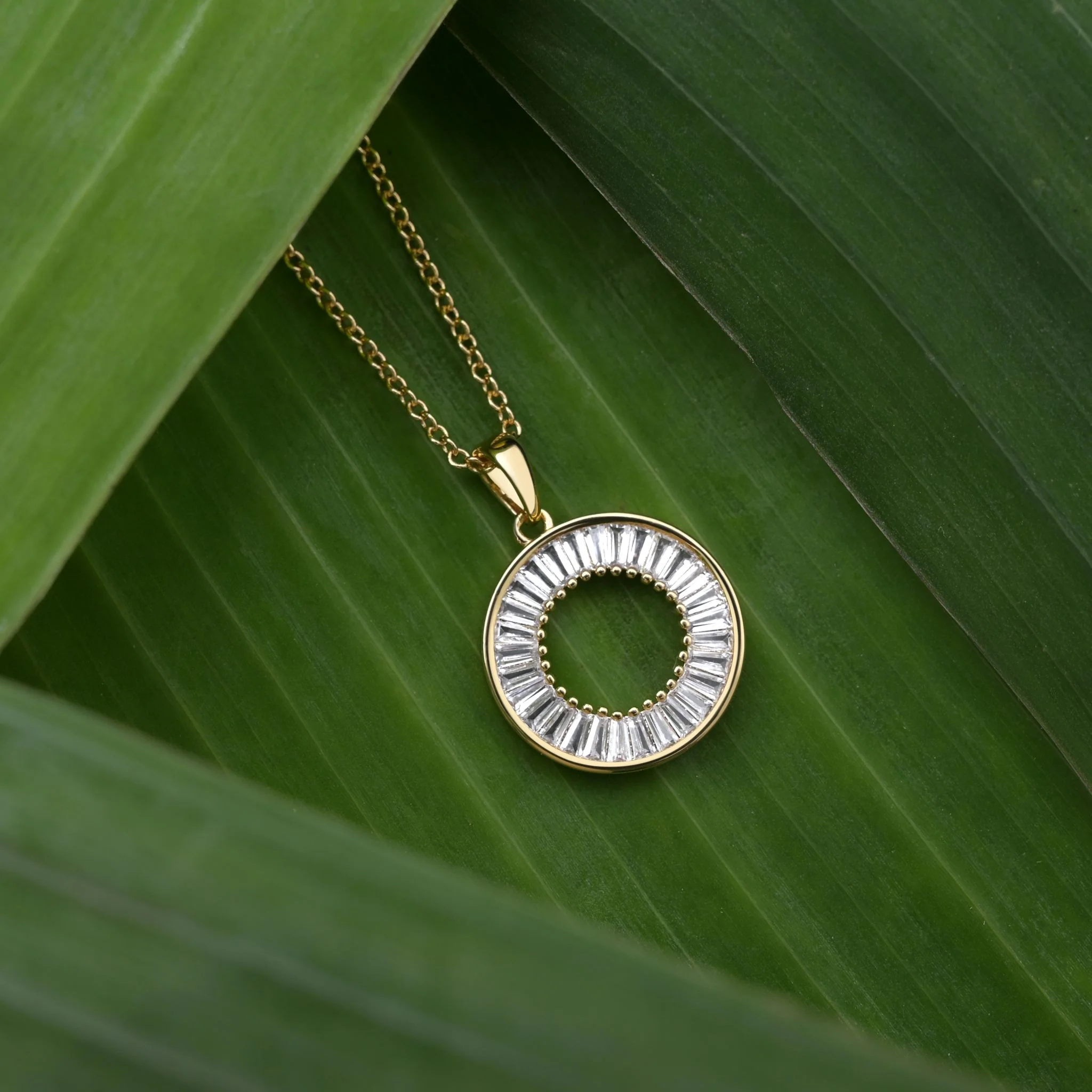Gold Plated Baguette Stone Pendant - Image 3