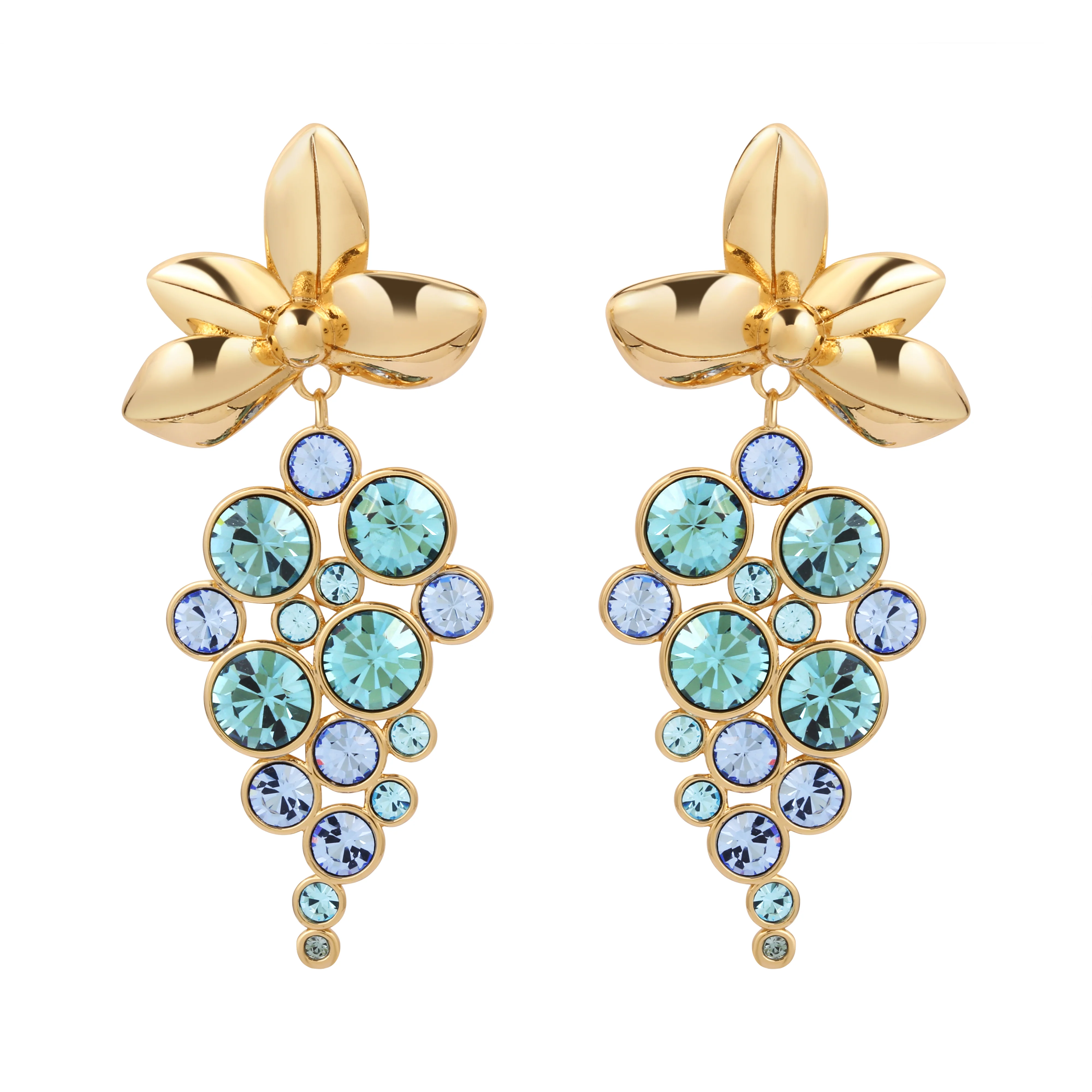 Gold Plated Blue Crystal Earrings