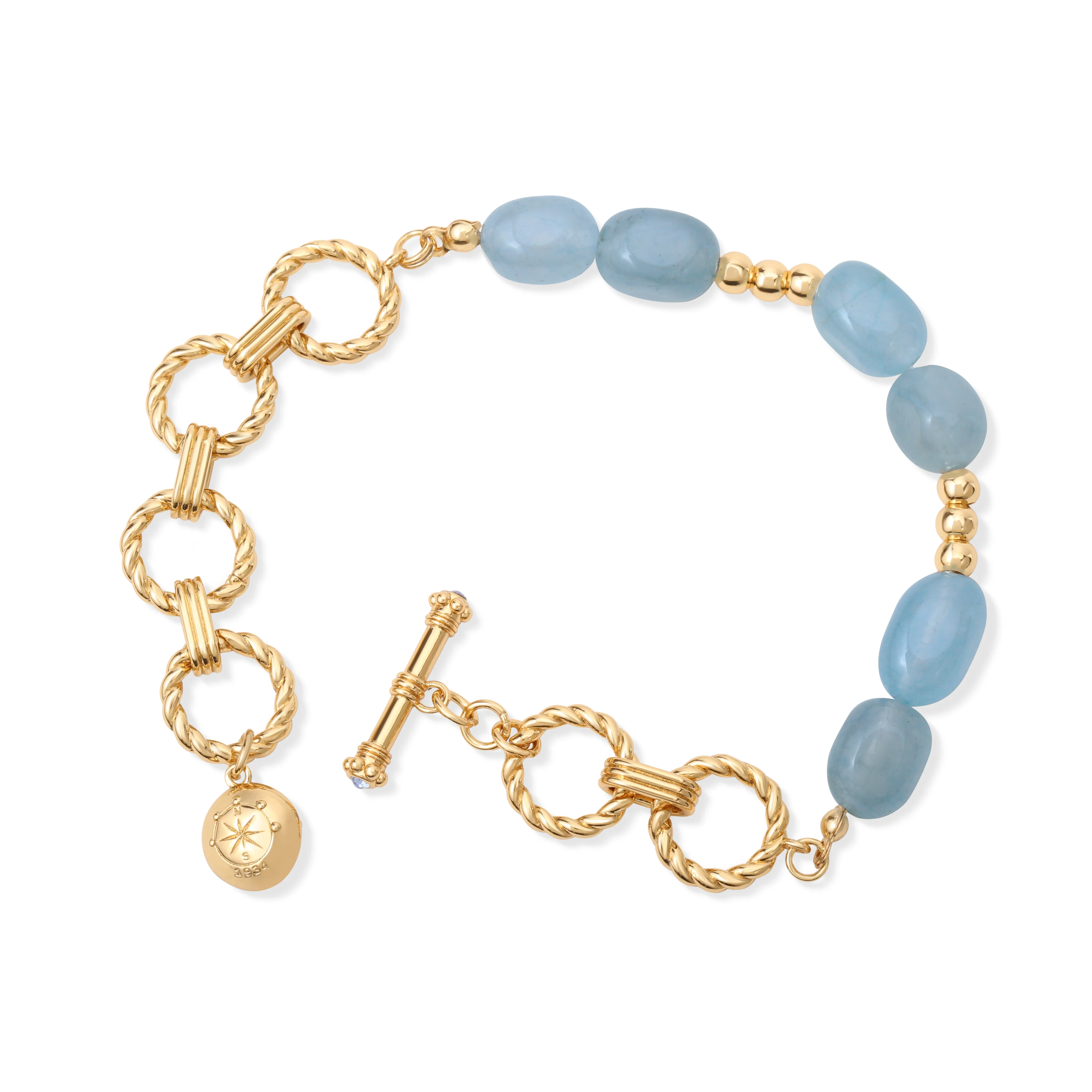 Gold Plated Blue Stone Sappho Bracelet - Image 4