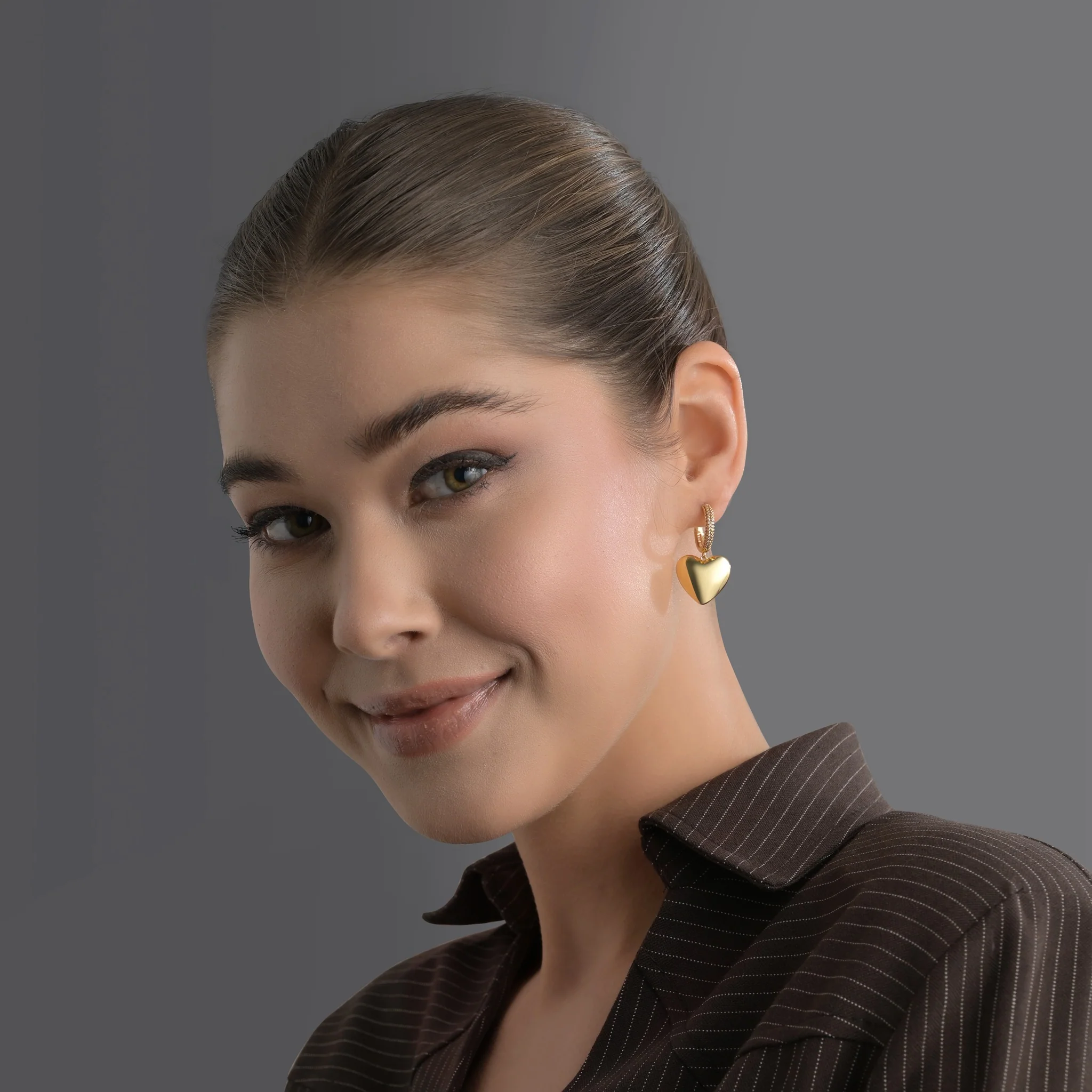 Gold Plated Heart Earrings - Image 4