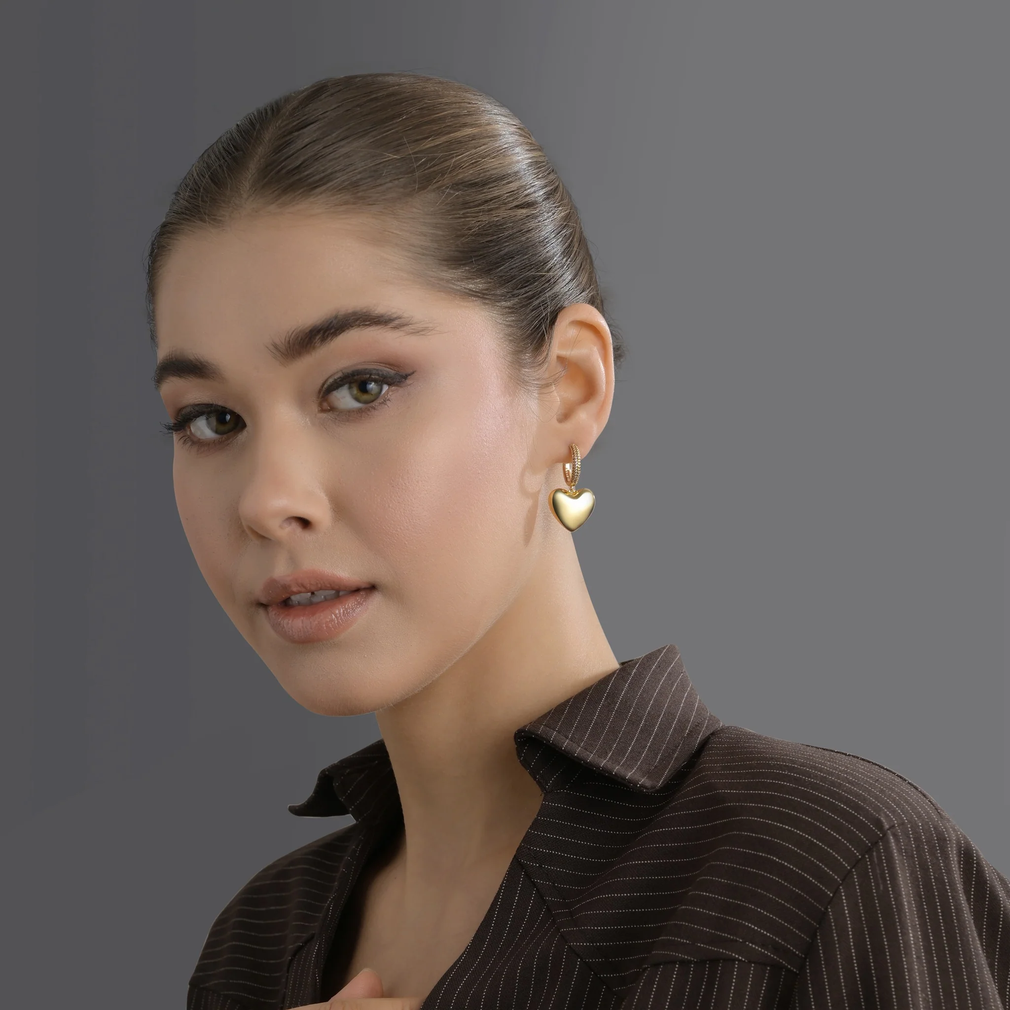 Gold Plated Heart Earrings - Image 5