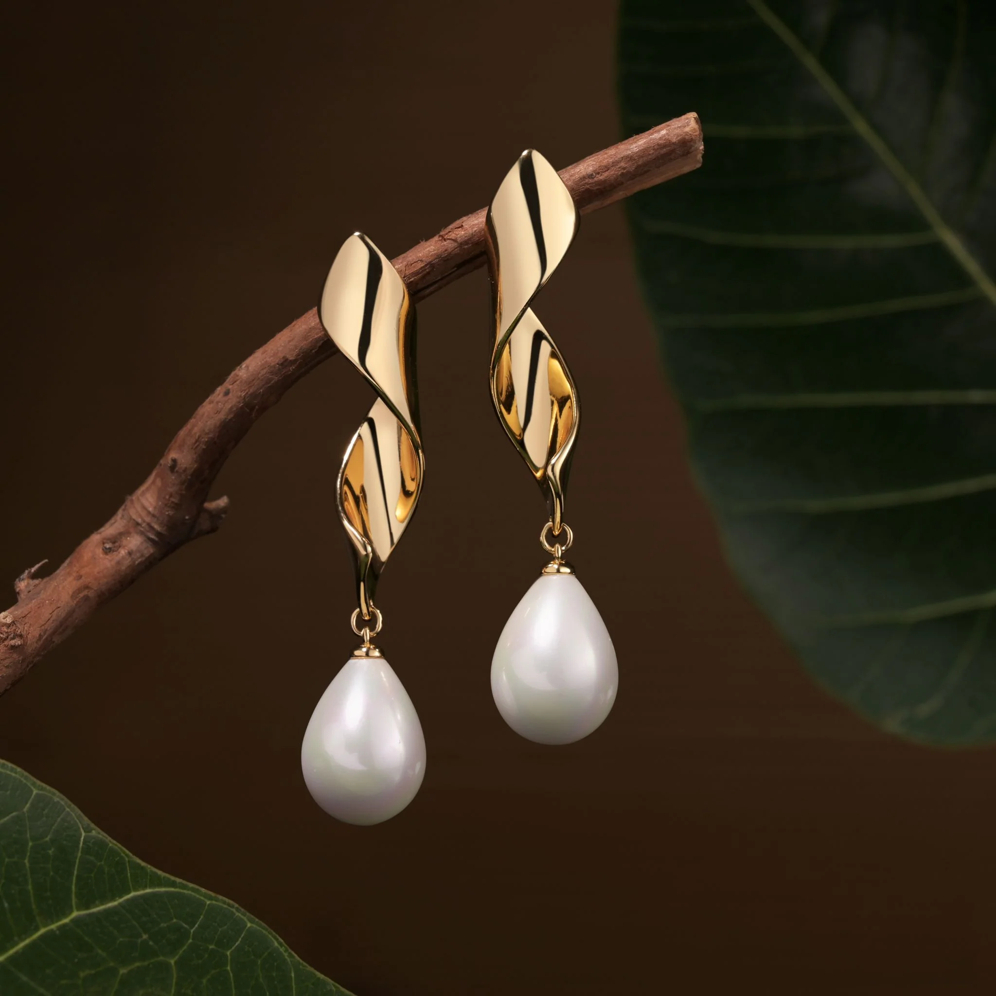 Gold Plated Statement Pearl Earrings - Image 4