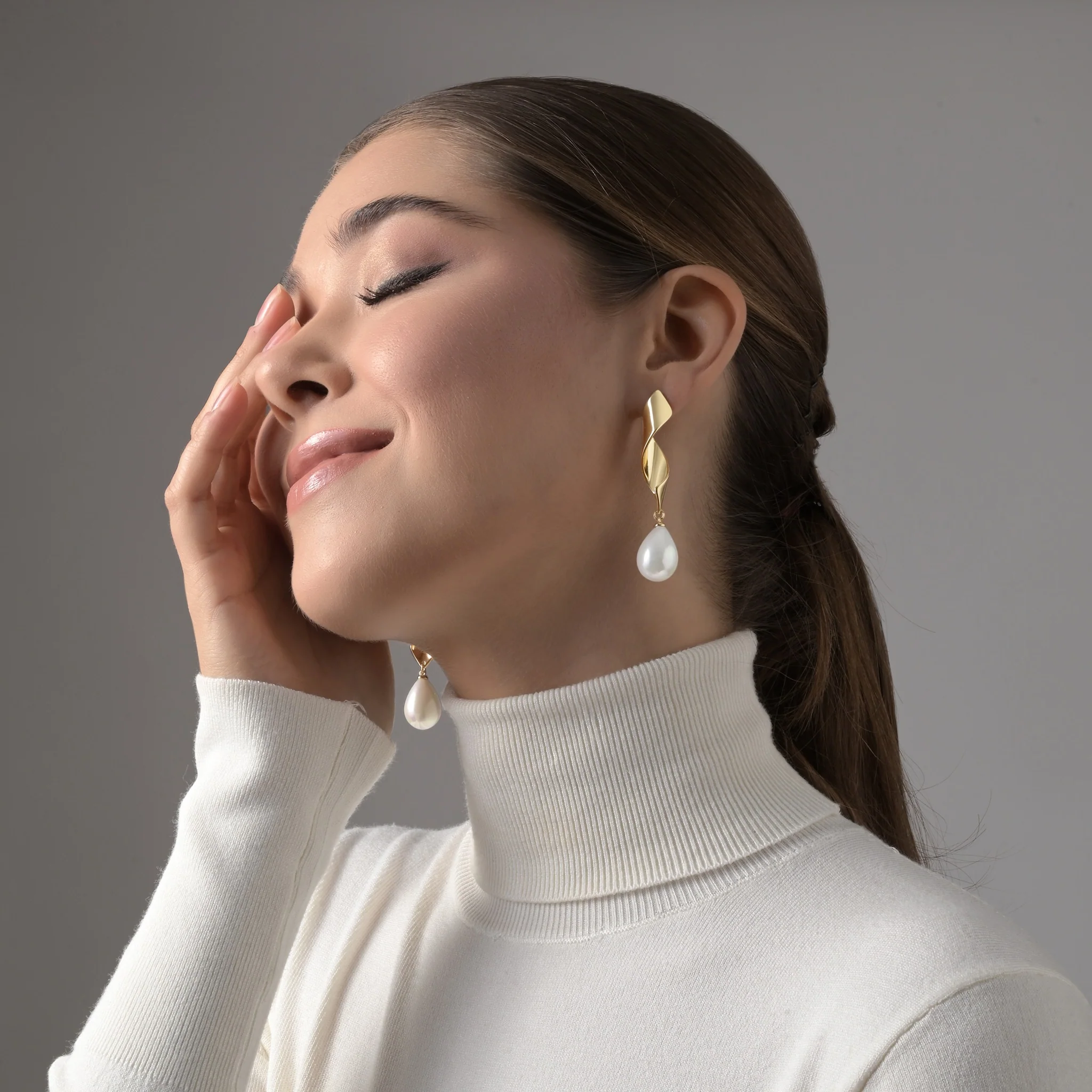 Gold Plated Statement Pearl Earrings - Image 6