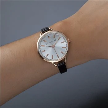 Ladies Watch Round Face Black - Image 2
