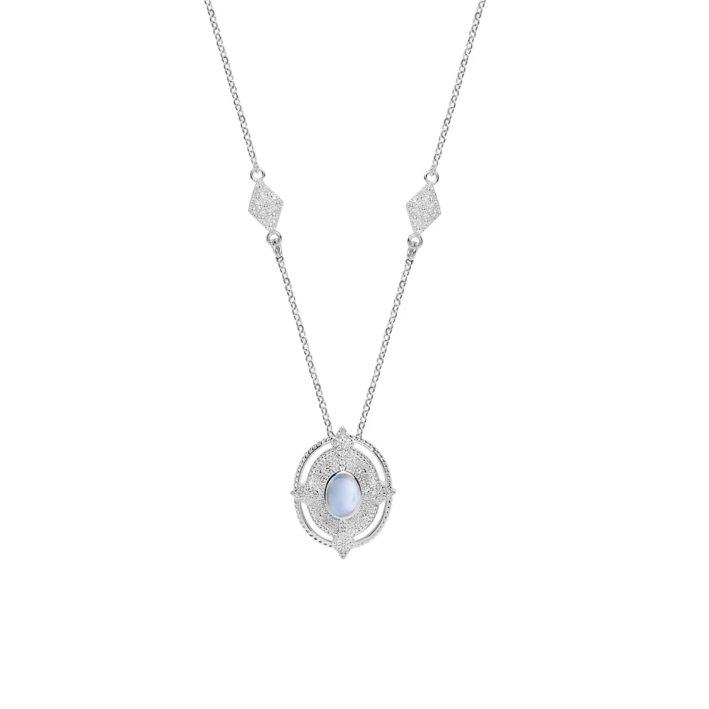 Ornate Pendant with Light Blue Stone