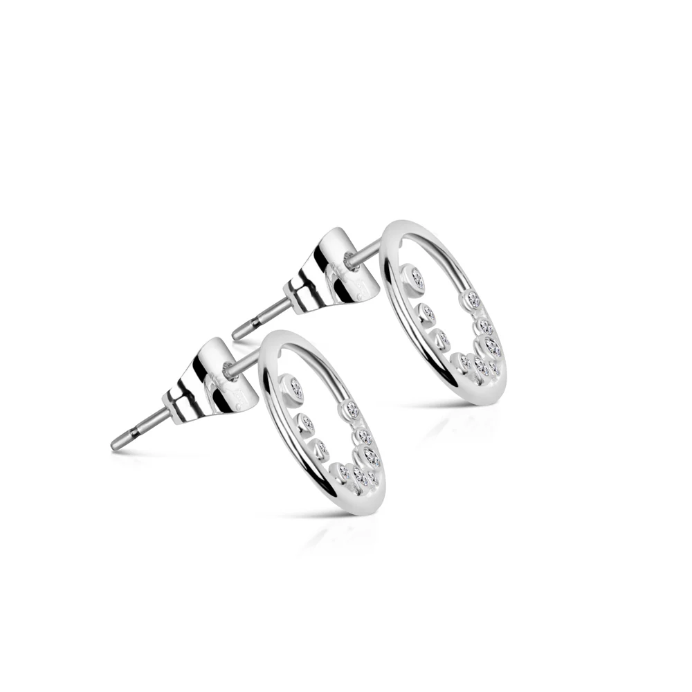 Petite Circular Earrings with Clear Stones