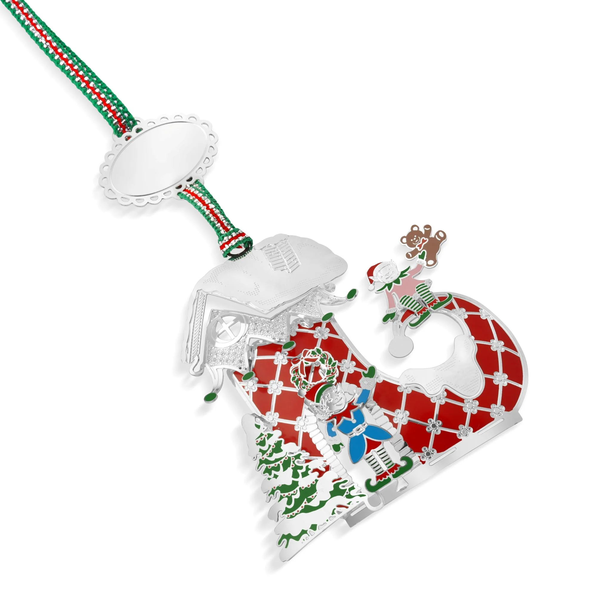 Red Boot with Elves Christmas Tree Decoration - Image 2