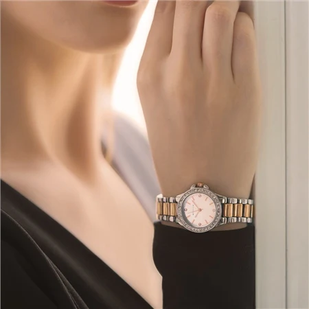 Rose Gold & Silver Plated Round Watch - Image 2