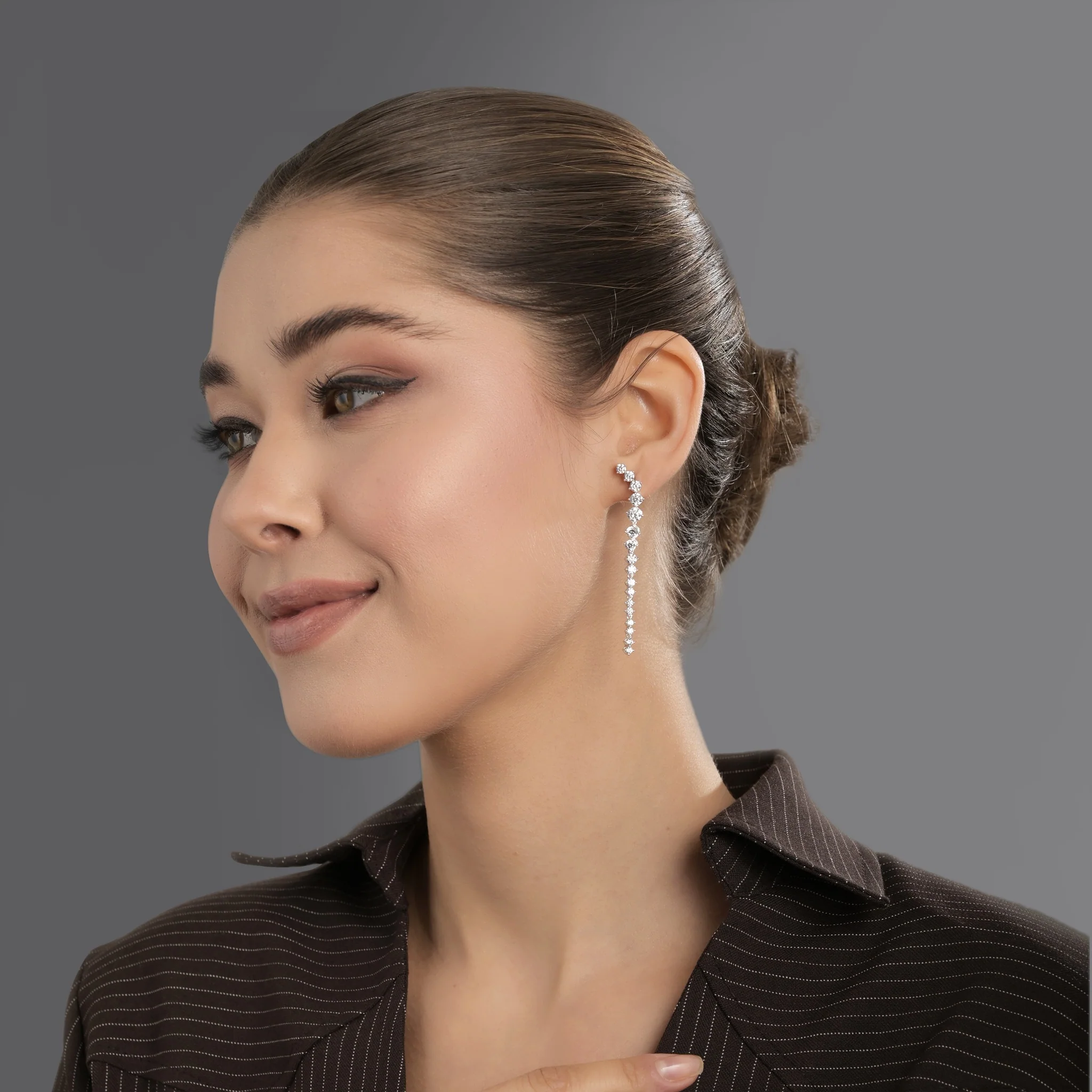 Silver Plated Cubic Zirconia Drop Earrings - Image 2