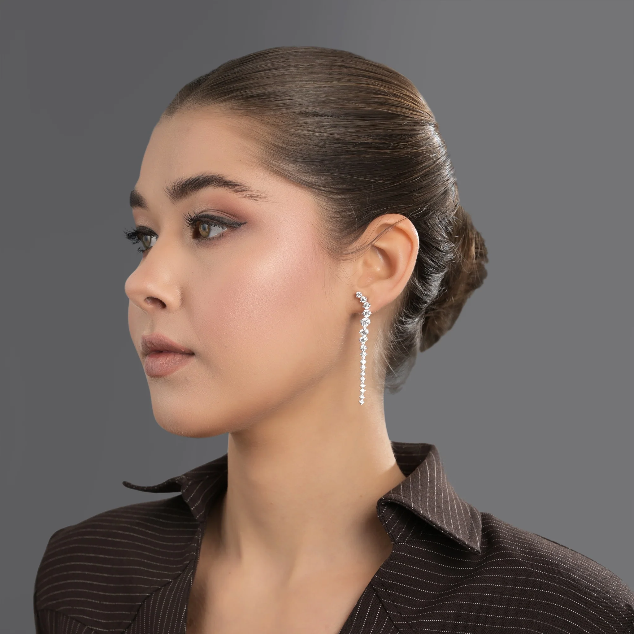 Silver Plated Cubic Zirconia Drop Earrings - Image 5