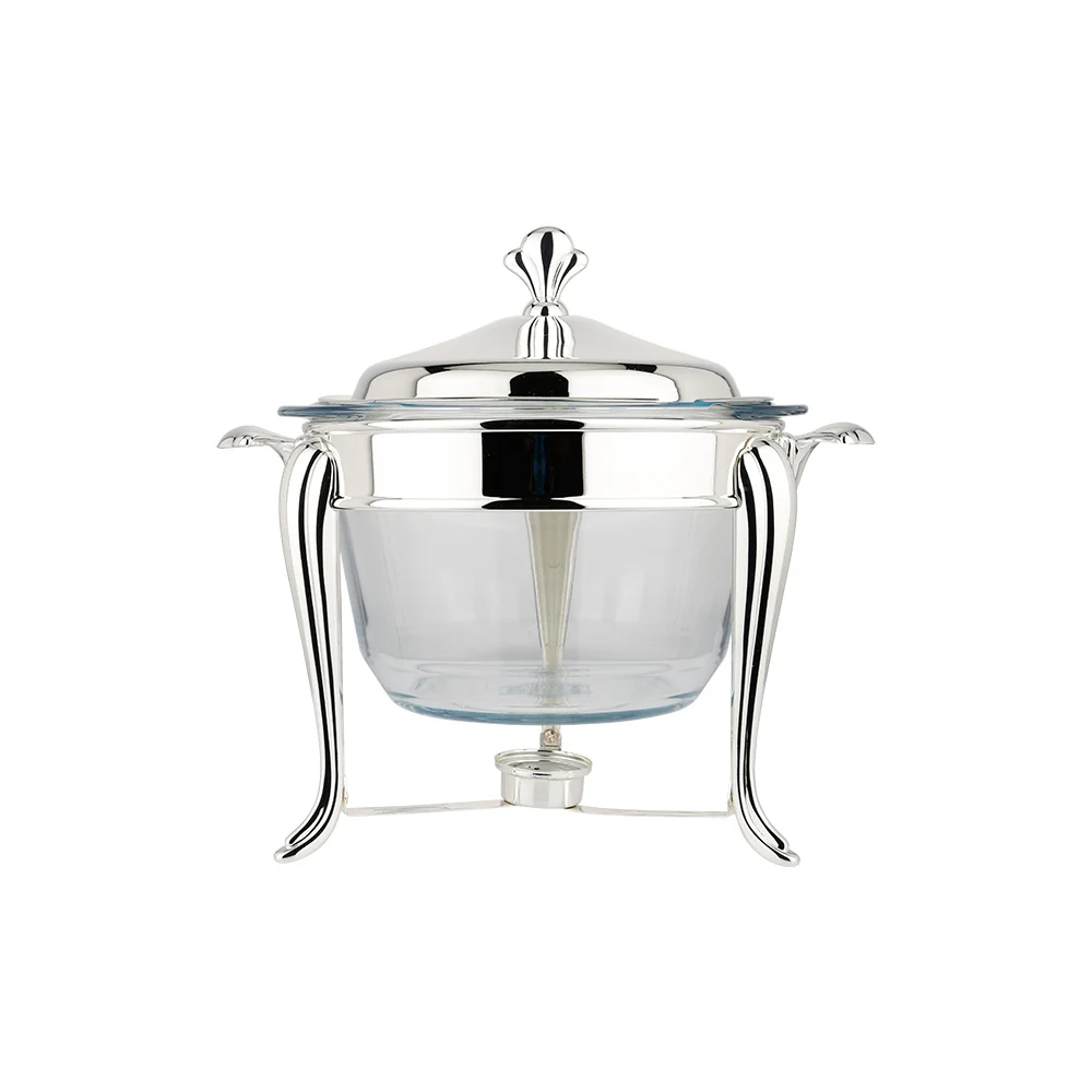 Silver Plated Glass 4L Round Warmer and Ladle