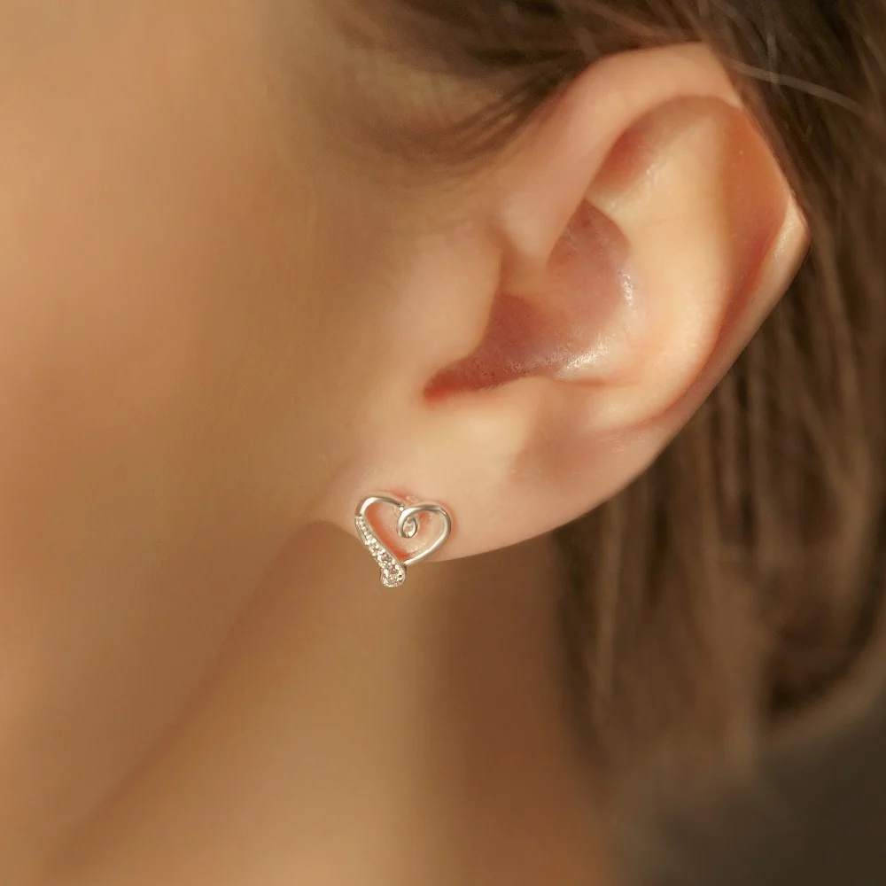 Silver Plated Heart Earrings - Image 2