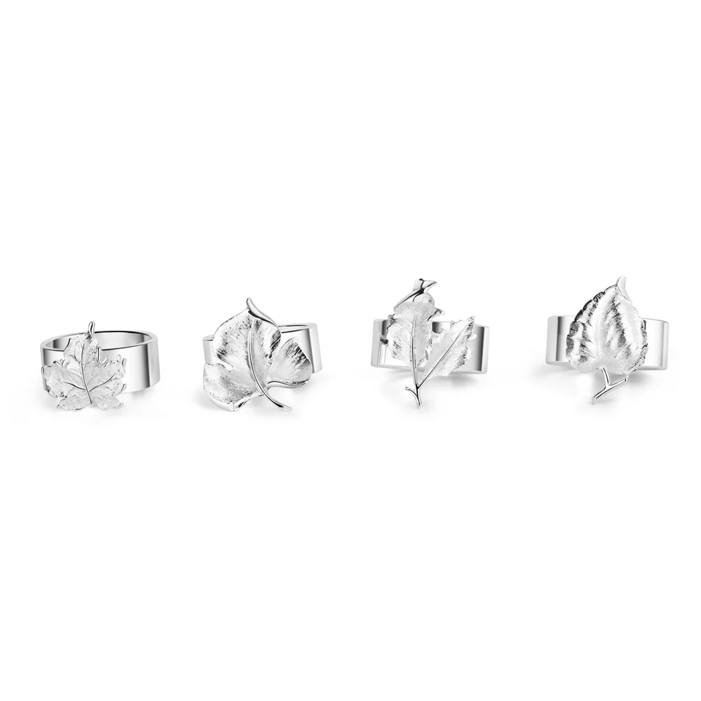 Silver Plated Leaf Napkin Rings Set of 4 - Image 2