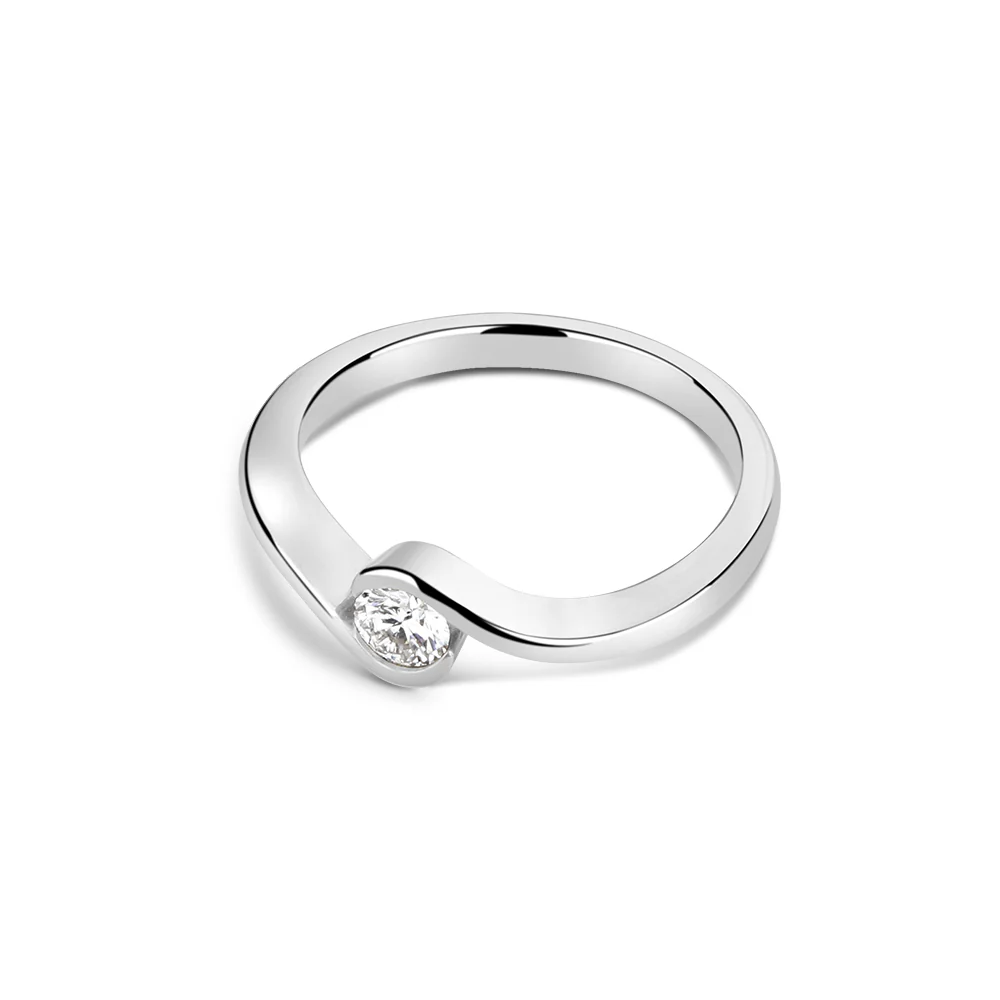 Sterling Silver Channel Set Lab Grown Diamond Ring 0.2ct Size L