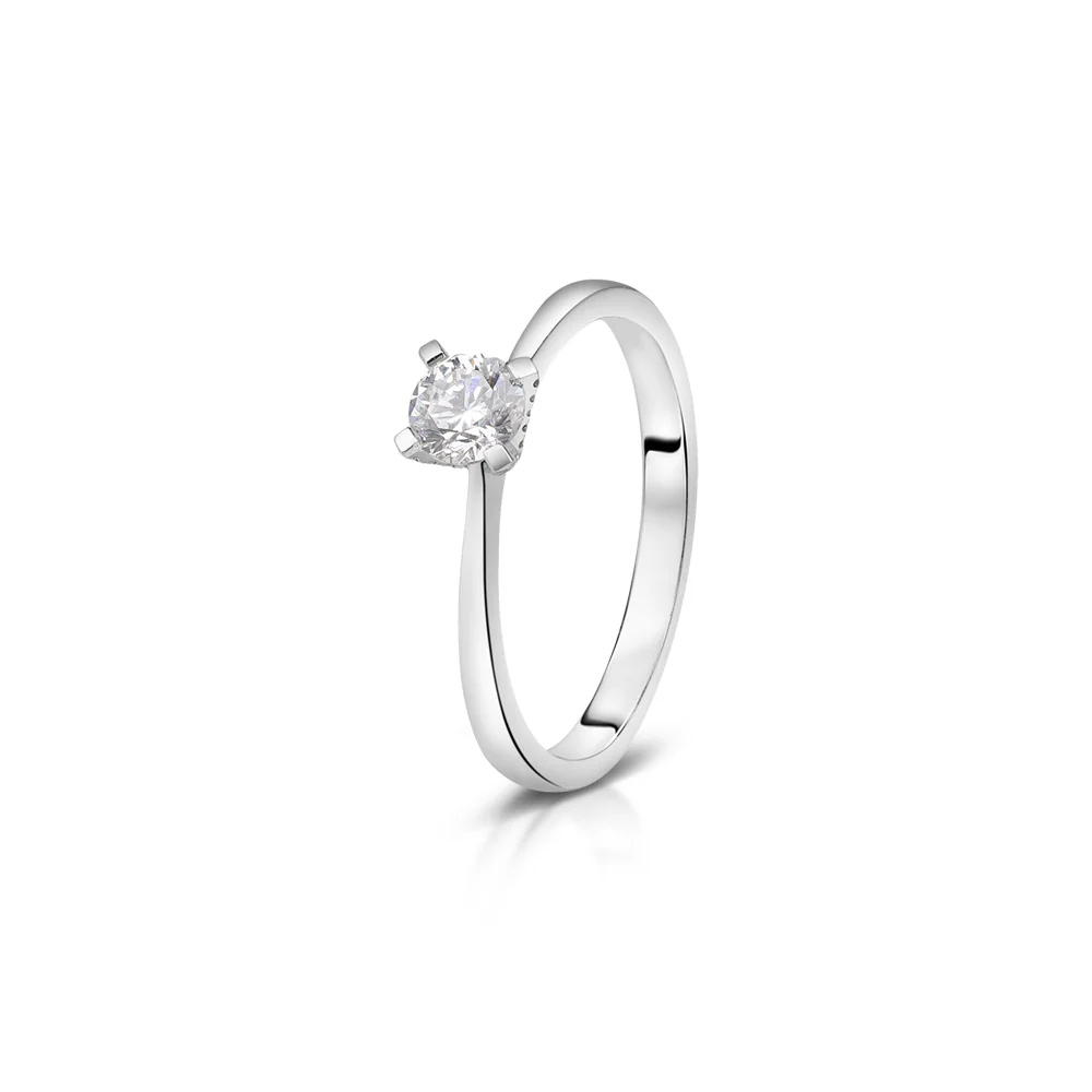 Sterling Silver Solitaire Lab Grown Diamond Ring 0.35ct Size O